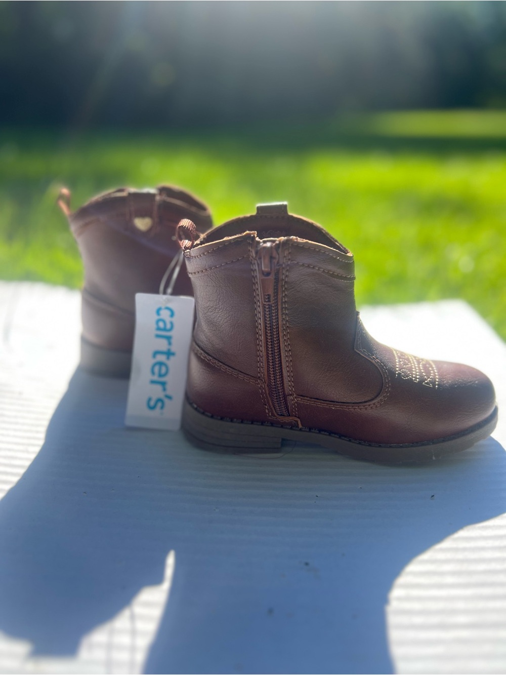 Carter's Brown Leather-Look Cowgirl Toddler Boots - Size 10 - NWT